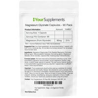 YourSupplements Magnesium Glycinate by Your Supplements | UK Made | True Unblended Bisglycinate | 90 High Absorption Capsules | Suitable for Vegetarians & Vegans