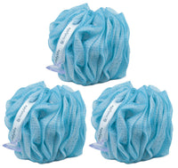 Bodylife Body Buffer, Puff, Exfoliating Bath & Shower Body Pouf, Scrunchie, Body Scrubber Blue & White 55g Triple Pack