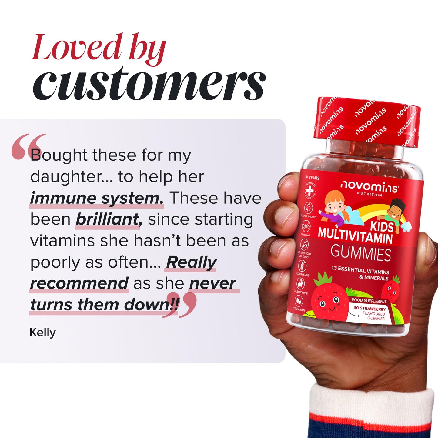 novomins Kids Multivitamin Gummies - 13 Essential Kids Vitamins – 1 Month Supply - Chewable Multivitamins Gummies 3-12 and Older - Childrens Vitamins - Novomins