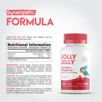 JOLLY JELLY Calcium and Vitamin D3 Tapioca Gummies – 500mg Calcium 1000IU Vitamin D3 – 60 Vegan Gummies – Immunity & Bone Health – Strawerry Flavour by Jolly Jelly