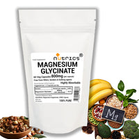 Nutrics® 800mg (per Capsule) Magnesium GLYCINATE 60 V Capsules - Strong One A Day - 100% Pure Highly Absorbable - Free from fillers, Binders & Bulking agens (60)