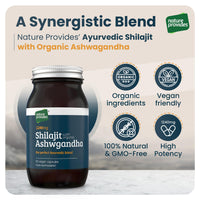 Ayurvedic Shilajit 1000mg & Organic Ashwagandha - 90 High Strength Caps, Fulvic Acid, Mineral Rich Supplement, Stress & Energy Support, Adaptogen, Vegan, GMO-Free, Made in UK by Nature Provides
