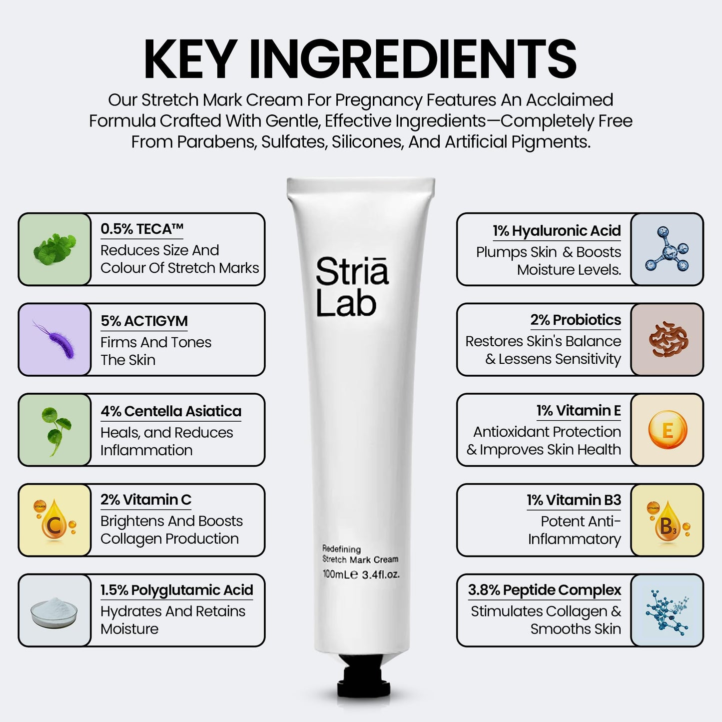 Stria Lab Stretch Marks Removal Cream for Women & Men, 12 Week Cycle – Peptide and Vitamins Stretch Mark & Scar Cream for Reduction in Stretch Marks, Improves Elasticity and Firmness. Award Winning.