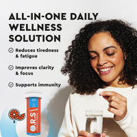 O.R.S Immune Hydration Tablets - Orange, 1 Tube | Winter Wellness Electrolytes with Vitamins, Iron & Zinc for Immunity Support | Salts for Electrolyte Replacement | Vegan, Gluten-Free & Low Calorie
