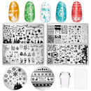 Whaline Christmas Nail Art Plates Santa Reindeer Snowflake Image Stamp Templates Stamping Kit - 6 Manicure Stencils Tool Set with 1 Polish Stamper and 1 Scraper by Salon Designs