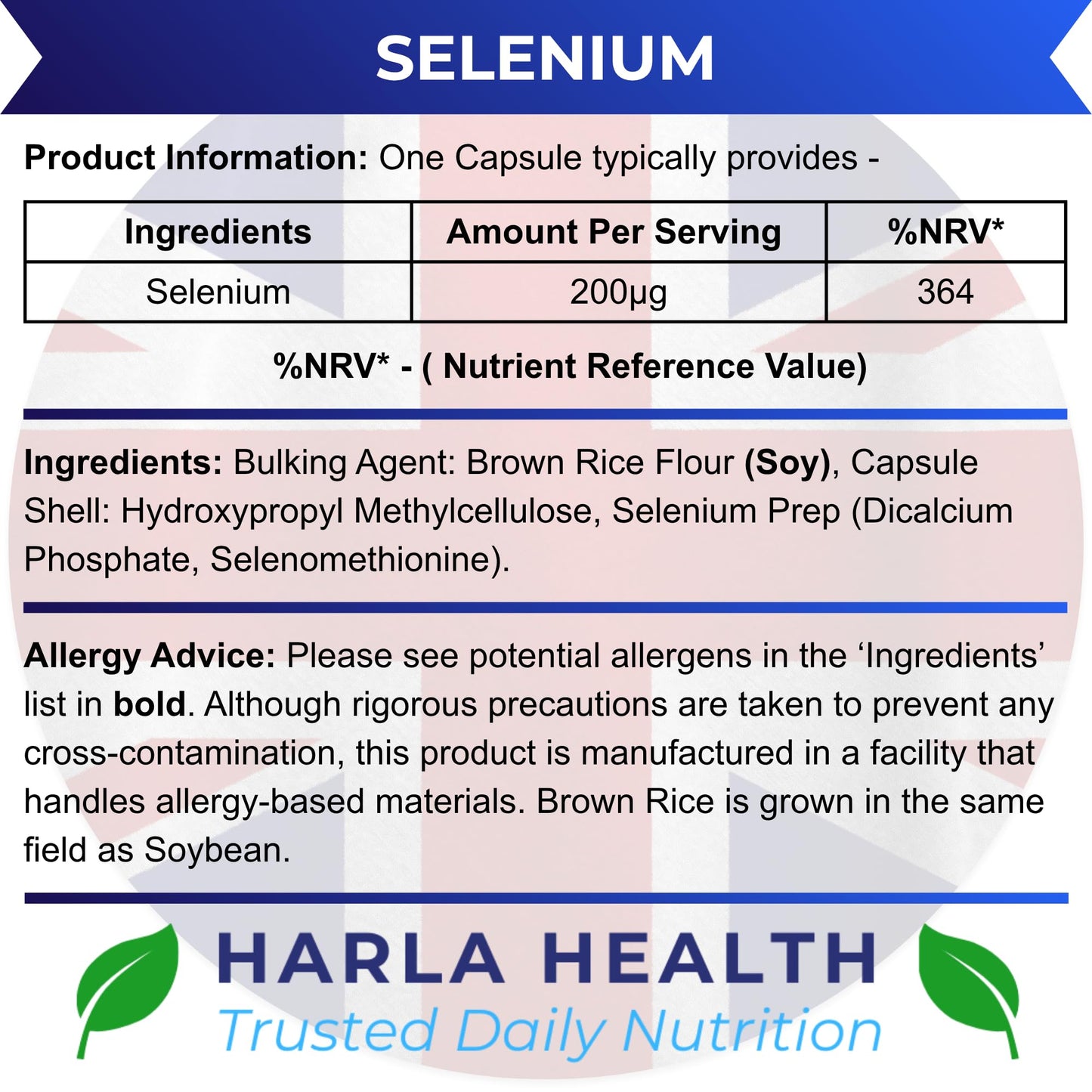 Harla Health Selenium 200µg – 120 Vegan Capsules (4-Month Supply) | Immune System, Thyroid Function & Antioxidant Support | UK Made, GMP Certified