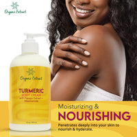 ORGANIC EXTRACT Turmeric Body Lotion - 16 fl oz / 473 ml - Deep Moisturizing, Hydrating Body Moisturizer Cream - Helps Relieve Dry Skin with Long-Lasting Moisture - With Turmeric, Papaya Extract