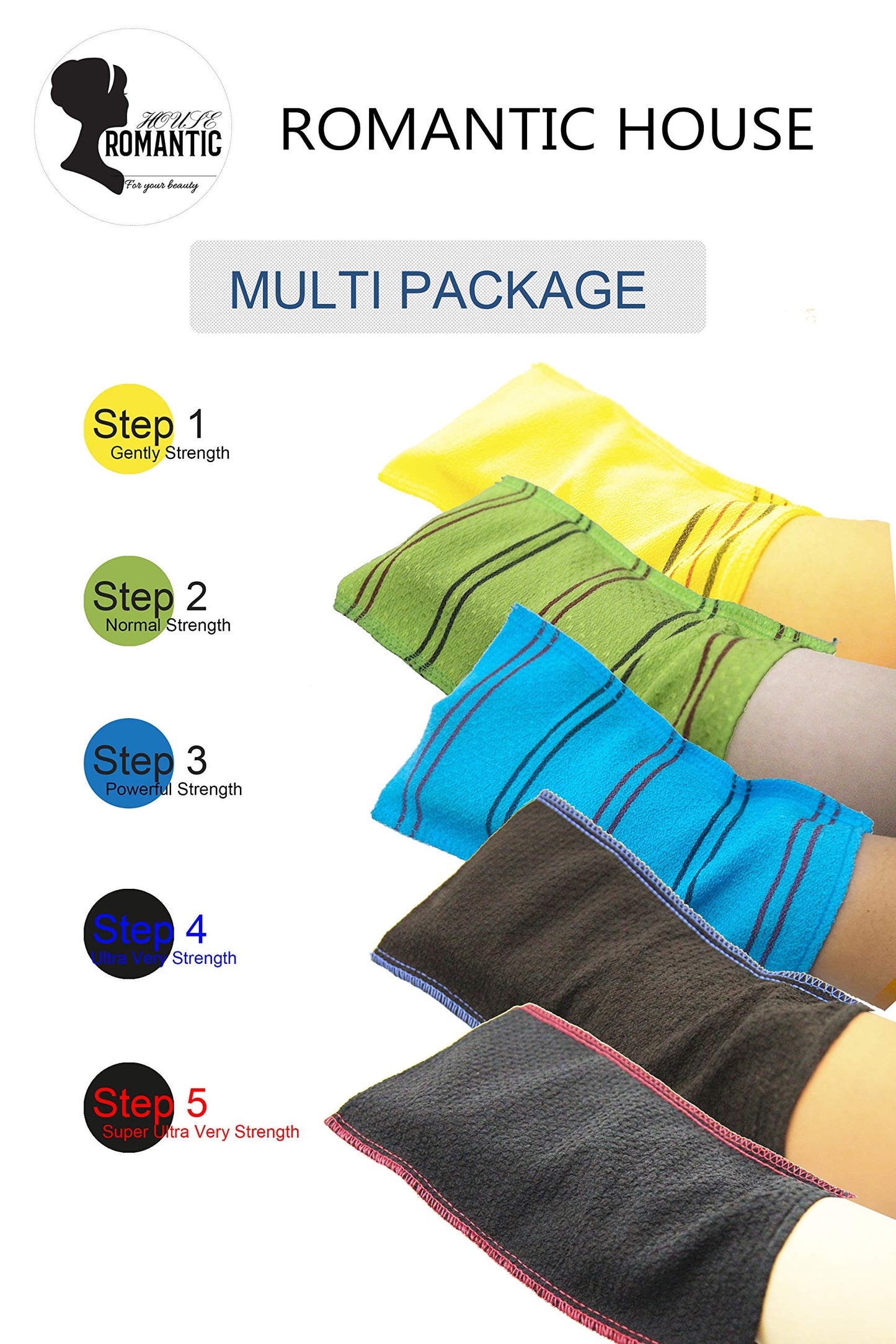 ROMANTIC HOUSE Romantic House Exfoliating Korean Towel Extra Viscos Bath Mesh Body WashCloth Rayon 100% Spa Scrub Italy Gloves Removes Dead Skin X-Large Plus Size Yellow 40 Color 1 Pcs