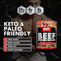 NXT Nutrition NXT Beef Protein Isolate 540g - High Protein Powder in Natural Amino Acids - Paleo, Keto Friendly - Dairy and Gluten Free - 540g - Strawberry & Banana