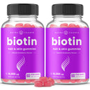 NutraChamps Biotin Gummies 10,000 mcg - Healthy Hair, Skin & Nails for Women, Men & Kids - Vegan, Non-GMO, Hair Vitamins Supplement - Natural Strawberry - 60 Gummies (2 Pack)