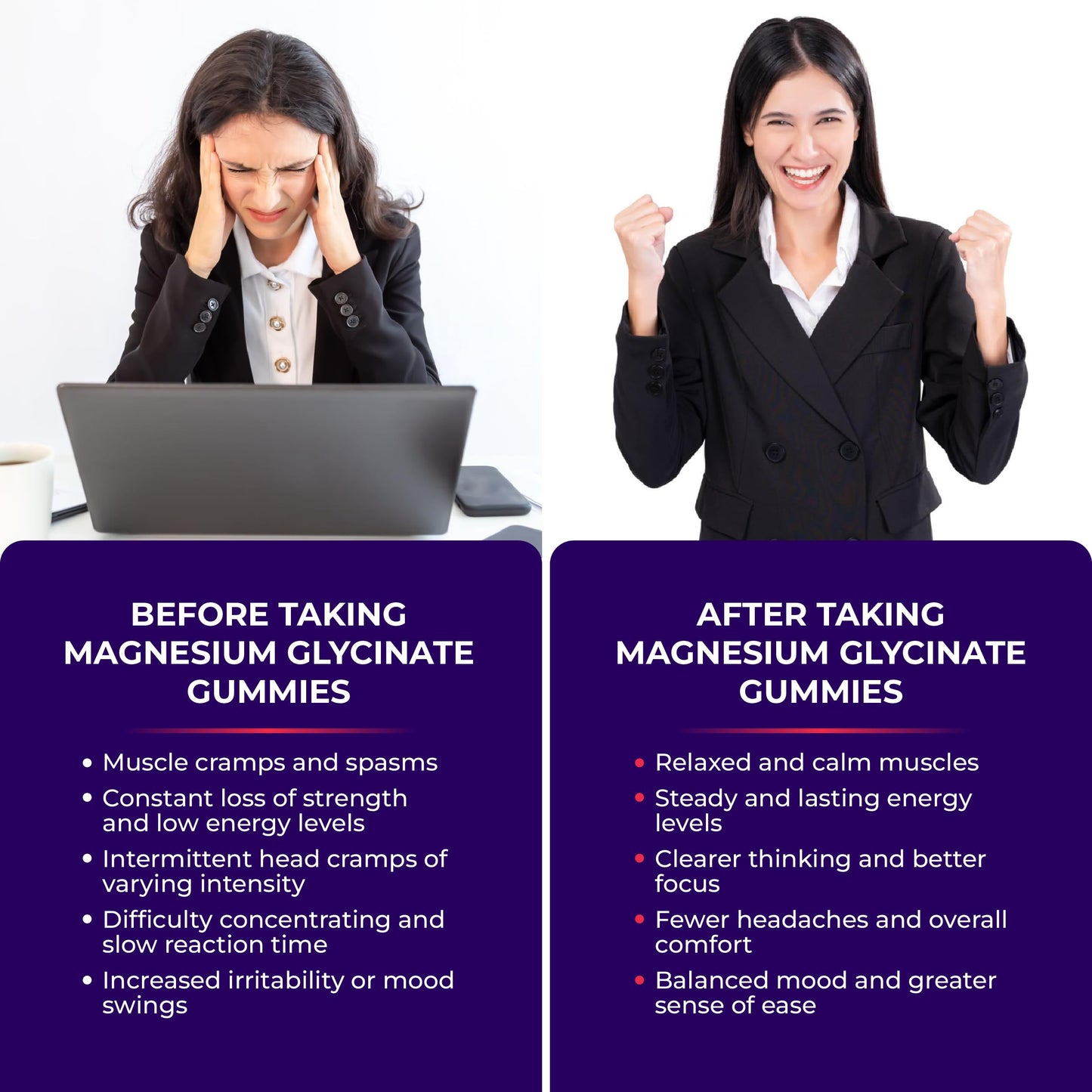 Magnesium Gummies for Kids & Adults - Magnesium Glycinate 400mg with Malate, Zinc, D3, B6 & Taurine – Blueberry & Raspberry Flavours