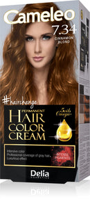 Delia Cosmetics Cameleo - Permanent Hair Colour Cream - Cinnamon Blonde - Intensive Color & Protection - 5 Oils + Omega Plus Acids - Professional, Luxurious Hair Dye - Full Kit