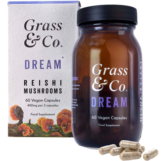 Grass & Co - Organic Reishi Mushrooms with Magnesium & Sage 60 | Regulate Hormonal Activity | Non-GMO, Gluten-Free, Cruelty-Free & Additive Free Reishi Capsules | 60 Vegan Capsules | 30 Day Supply