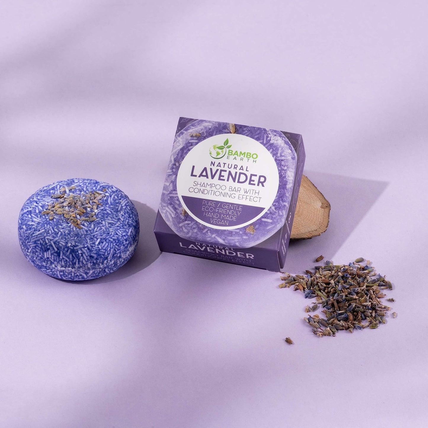 BAMBOEARTH Solid Shampoo Bar And Conditioner Effect Hair Soap – Natural Shampoo Bars For Hair With Plant Based Essential Oils And Zero Waste Biodegradable Packaging (Lavender)