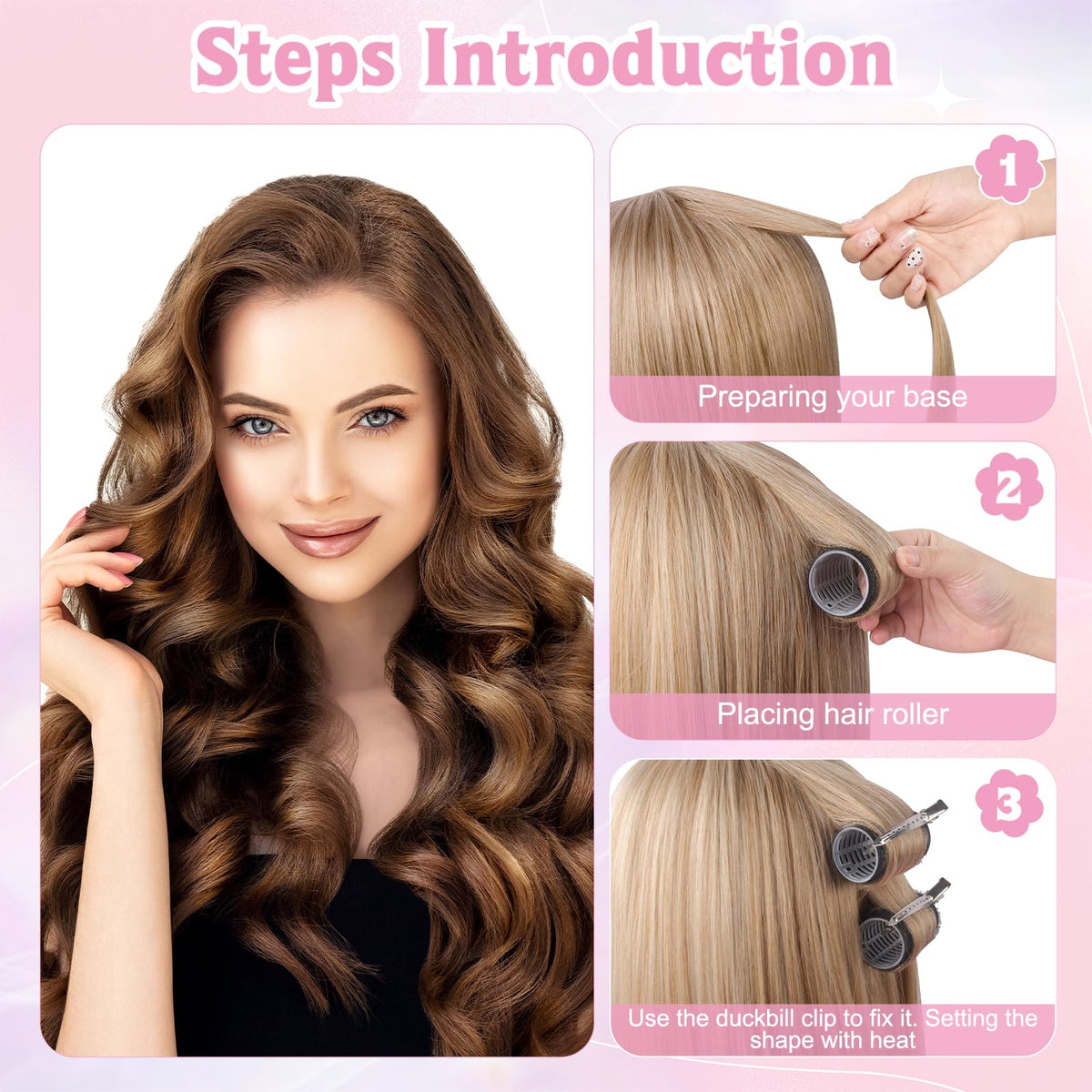 BELICOO 60 PCS Hair Rollers with Clips, 5 Sizes(60/48/36/25/15mm) Hair Curlers Rollers with 28 Metal Clips, Perfect for Long Medium Short Thick Hair (Black)