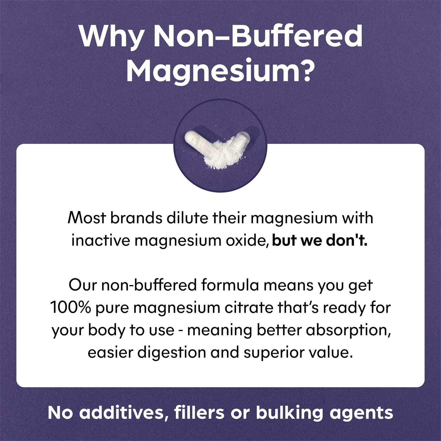 Purolabs Magnesium Citrate - High Strength Non-Buffered Magnesium - Superior Absorption for Sleep, Energy & Muscle Function - Vegan - Clean Formula - 90 Capsules