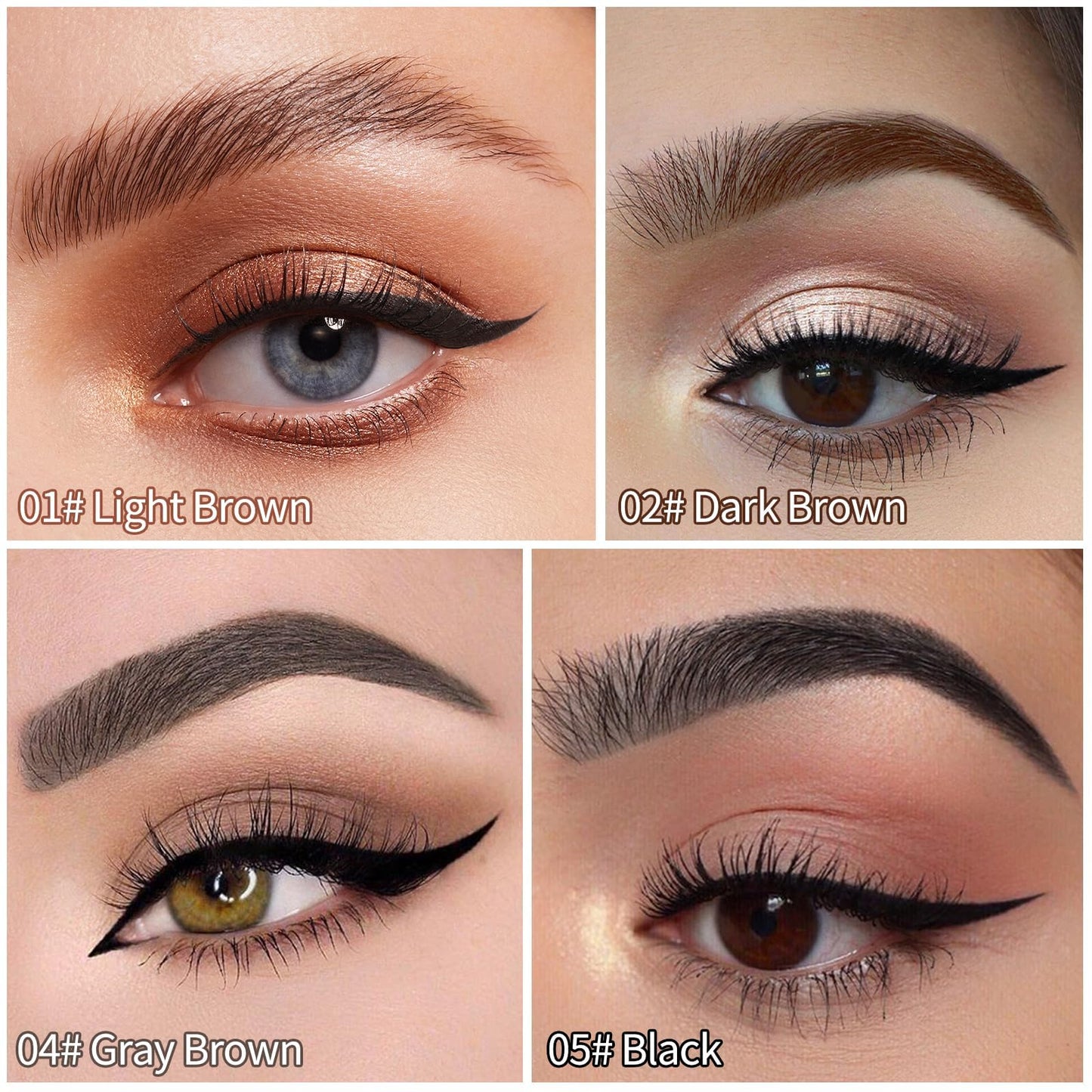 QIAWES Eyebrow Pencil, 2-In-1 Eyebrow Pen, 4 Fork Tip Microblading Eyebrow Pencil, Tattoo Eyebrow Pencil - Double Head Liquid Eyebrow Pen + Black Eyeliner Pencil (Black)