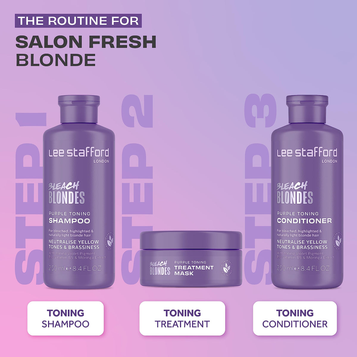 Lee Stafford Bleach Blondes Purple Toning Shampoo | A Weekly Toning Purple Shampoo for Blonde Hair Cleansing
