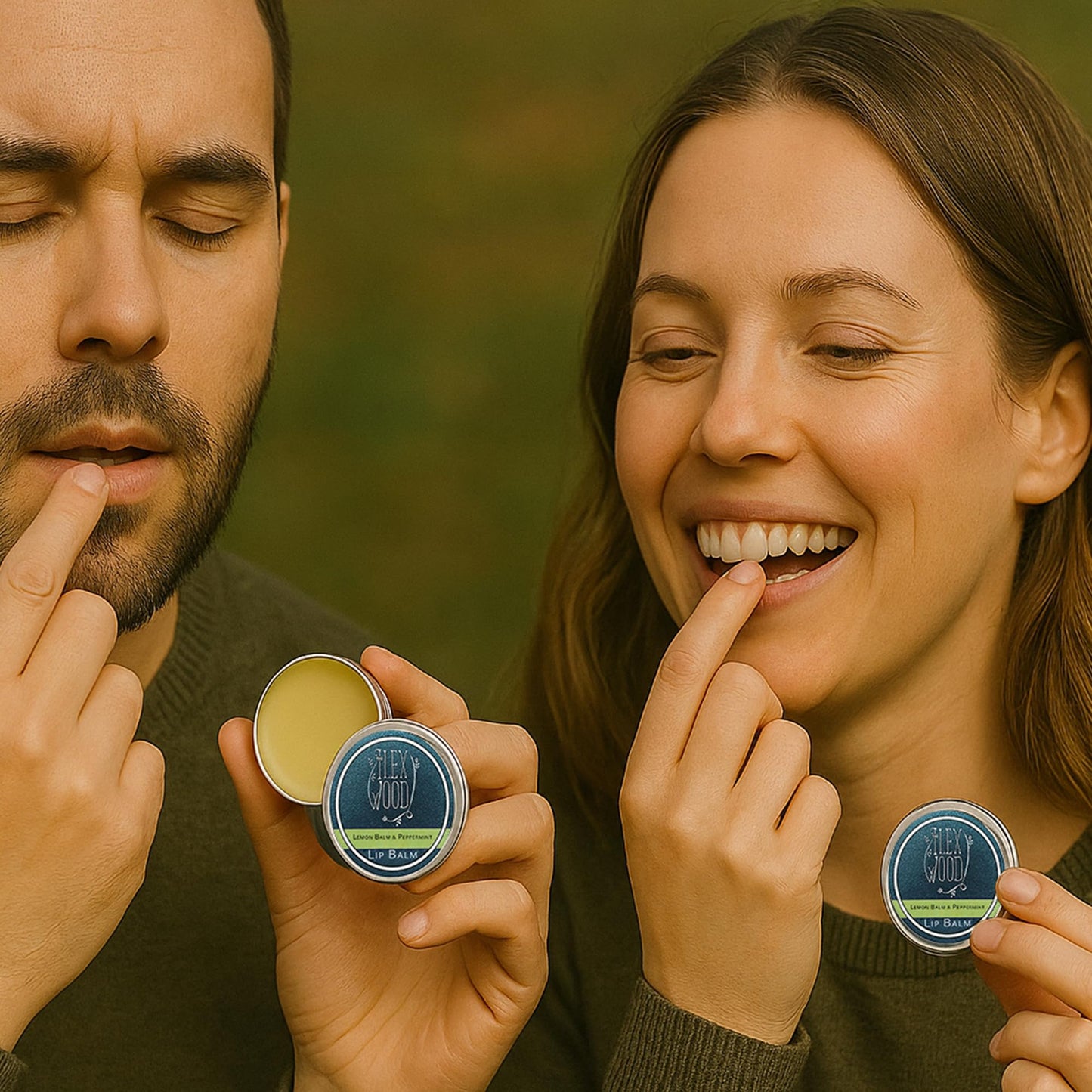 The Ilex Wood - Vegan Lemon Balm and Peppermint Lip Balm - All natural, coldsore prevention, palm oil free, cruelty free, plastic free, moisturising lip balm, handcrafted in the UK - 10ml