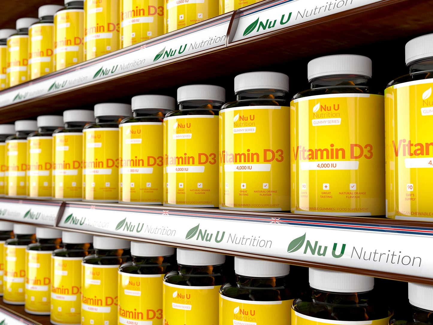 Nu U Nutrition Vitamin D3 Gummies 4000 IU Adults - 90 Gummies - 3 Months Supply - Delicious Natural Orange Flavour - High Strength Vitamin D (Cholecalciferol) Supplement - Vegetarian Chewable VIT D