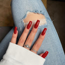 SXVME Red False Nails Long Square, Acrylic Press on Nails Long Medium Coffin, Glossy Gel Fake Nails Press on, Solid Color Square Tip Nails Stick on Nails For Women Daily Wear, 24 Pcs