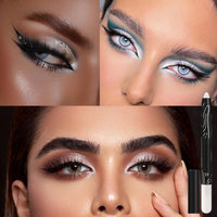 LYNTYAOU White Shimmer Eyeshadow Stick, Pearl White Glitter Eye Shadow Pencil Cream Eyeshadows Pen, Pearlescent Highlight Brightener, High Pigmented Smooth for Eye Makeup