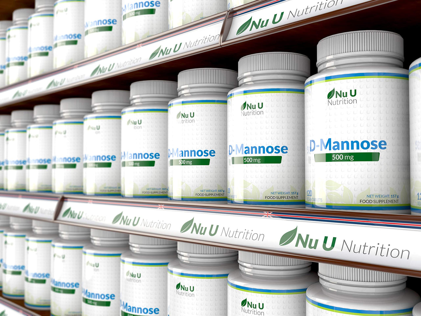 Nu U Nutrition D-Mannose Tablets 500mg - 120 Vegan Tablets - 4 Month Supply - High Strength D Mannose - Not Capsules or Powder - Made in The UK
