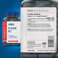 Applied Nutrition Vitamin B12 Tablets 1000mcg - Immune System Support & Reduction of Tiredness and Fatigue, Made in The UK, Vegan (90 Tablets)