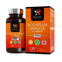 BriteLife BL Boswellia Serrata Capsules | 120 High Strength Boswellia Extract 5:1 Capsules - 2000mg Boswelia Per Serving | Non-GMO, Gluten & Allergen Free | Manufactured in The UK