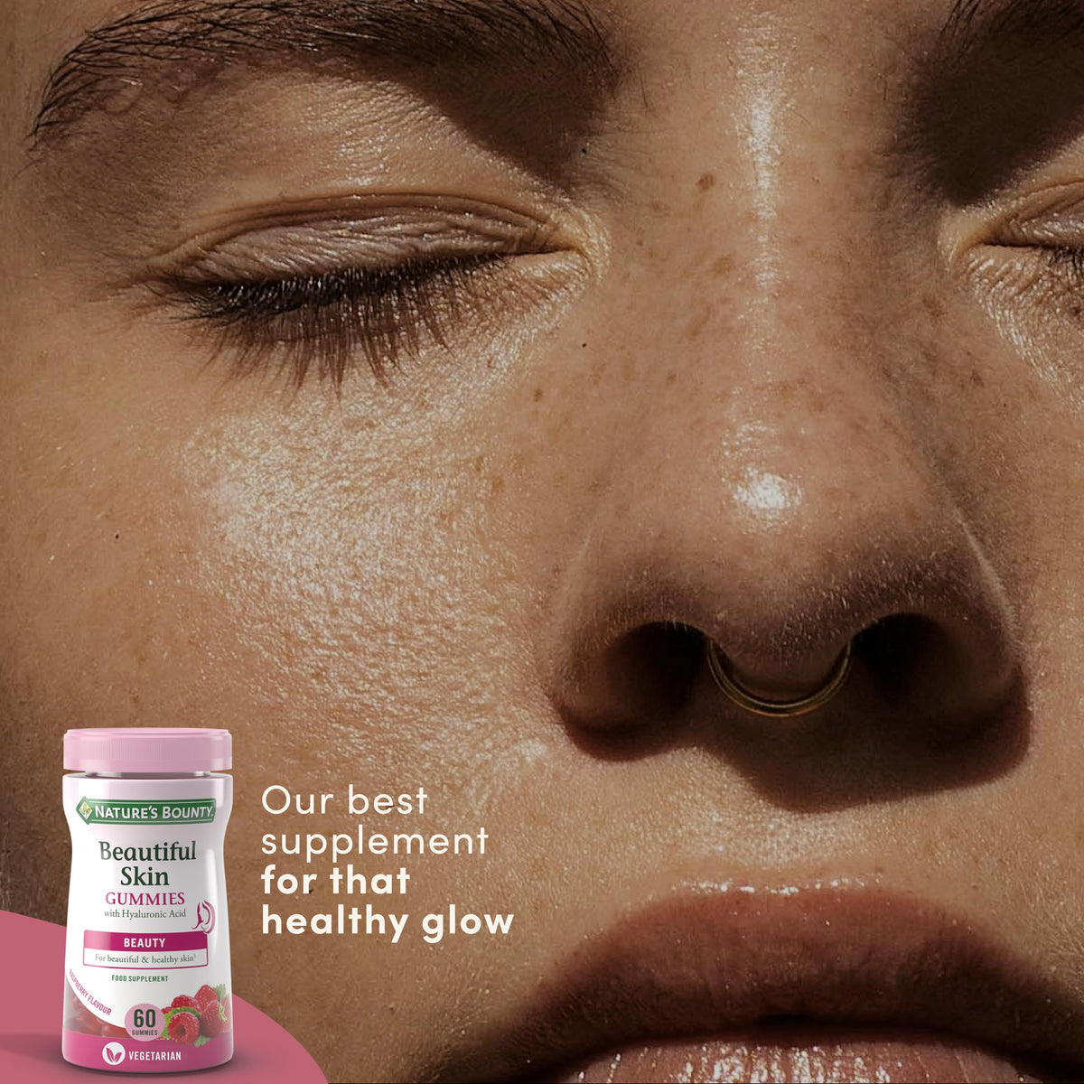 Nature's Bounty Beautiful Skin Gummies - Pack of 60 Gummies, 30 Day Supply - Including Zinc, Vitamins C and E, Biotin and Hyaluronic Acid - Support Your Beauty Routine