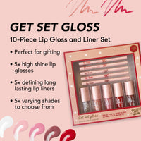 Holler and Glow Get Set Gloss Lip Liner and Lip Gloss 10-Piece Gift Set, Includes Lip Liners and Colour Matched Lip Glosses