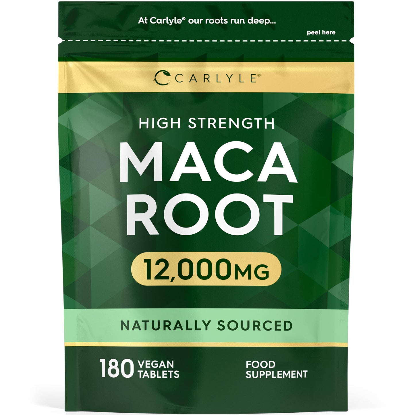 Maca Root Tablets 12,000mg | Naturally Sourced & High Strength Maca Root Extract | 180 Vegan Tablets | Supplement for Men & Women | by Carlyle