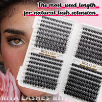 RITALASH Lash Extension Kit DIY 640pcs Lash Clusters Eyelash Extension, 10-16mm Individual Lashes Kit with Lash Bond and Seal, Lash Tweezers for Self Use (30D+40D+50D+60D KIT)