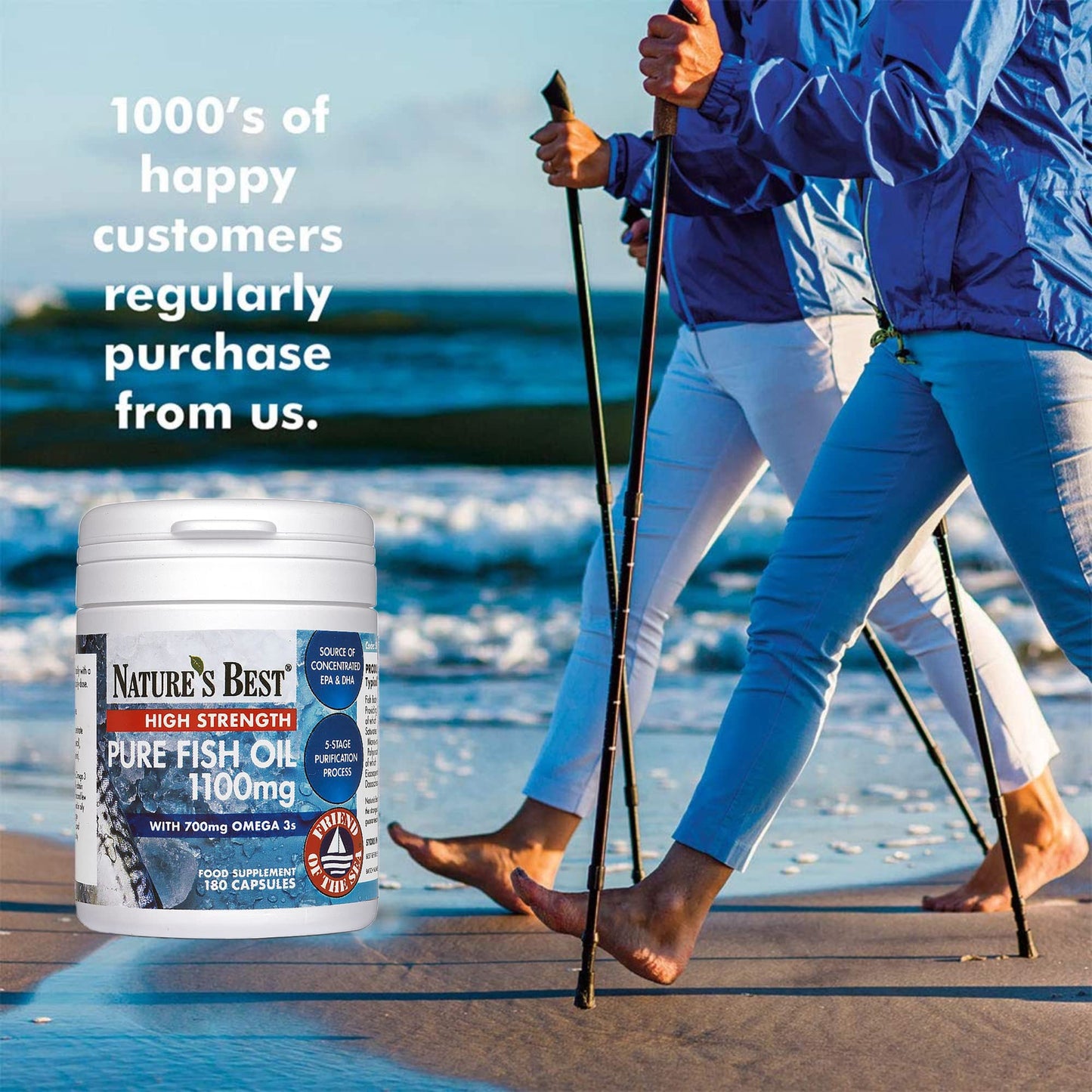 NATURE'S BEST Pure Fish Oil Capsules High Strength | 1100mg | 180 Capsules | One-A-Day | Essential Omega 3 Fish Oil | UK Made | UK’s Strongest Omega 3s with EPA 360mg and DHA 240mg