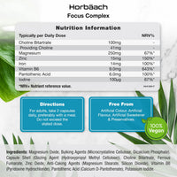 Horbäach Nootropic Brain Supplements | 180 Vegan Capsules | Cognitive Complex Enhancer for Energy, Focus & Mental Performance | by Horbaach