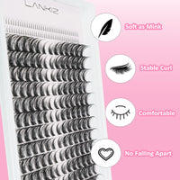 LANKIZ Manga Lashes Natural Look Lash Clusters Anime Lashes False Eyelashes Individual Lashes Extensions Korean Makeup Asian Fake Eyelashes Mink Wispy Fluffy Cluster Lashes