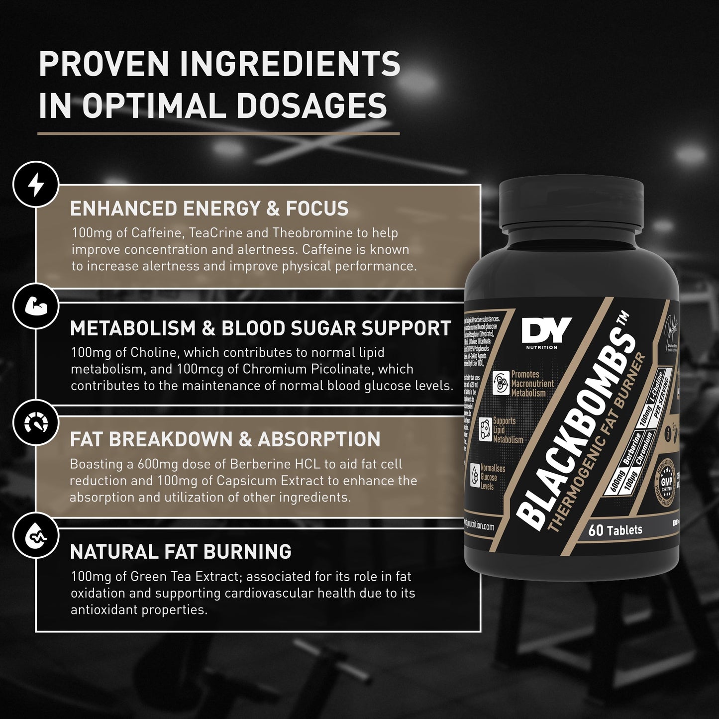 DY Nutrition - Blackbombs Thermogenic Supplement - 60 Tablets