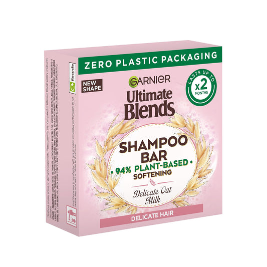 Garnier Ultimate Blends Delicate Oat Softening Shampoo Bar for Sensitive Scalp and Fragile Hair, Clear, 60 g (Pack of 1)