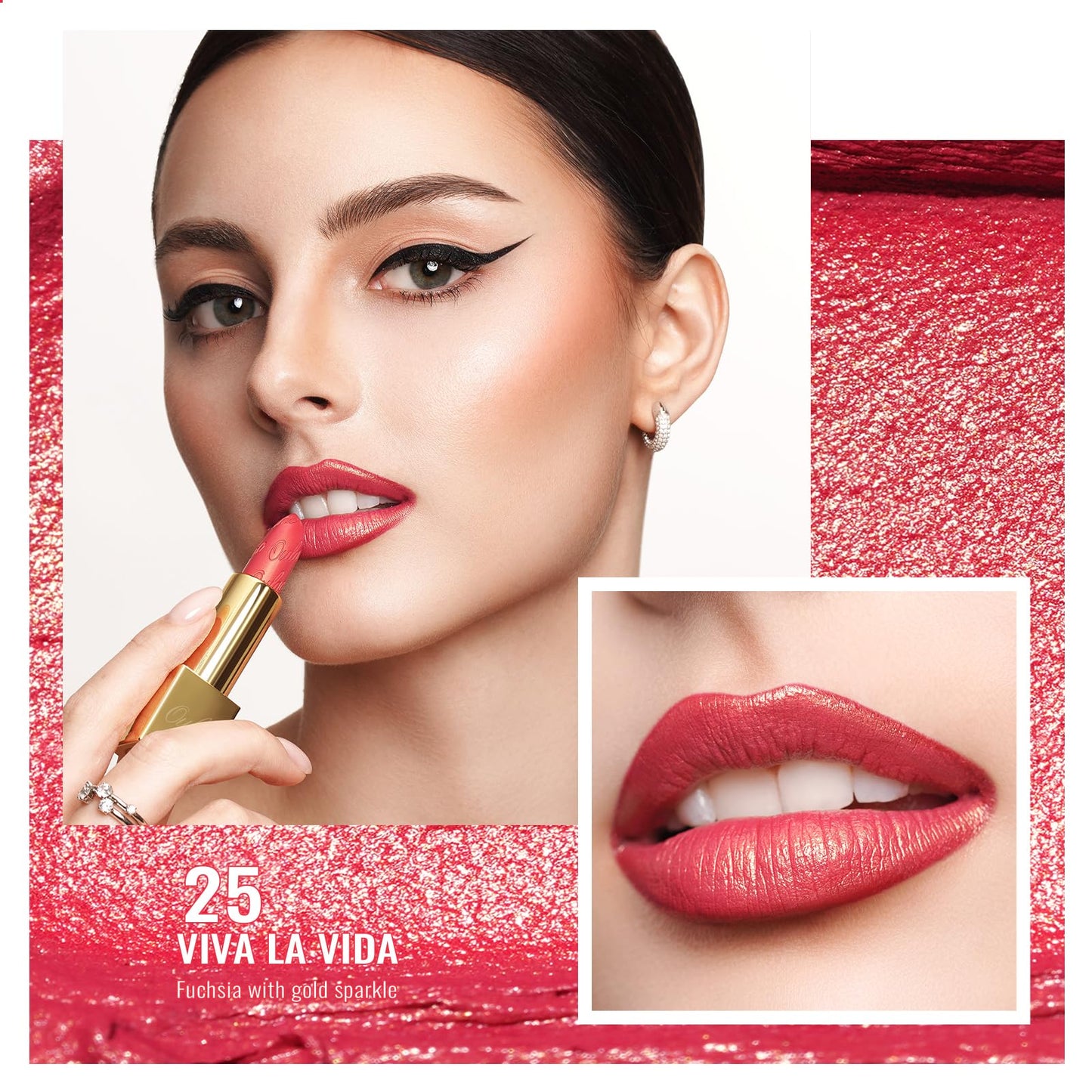 Oulac OULAC Metallic Shine Glitter Lipstick Set, Nude High Impact Lipcolor, Lightweight Soft and Ultra Hydrating, Long Lasting, Vegan 05+25