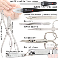 3 Swords Germany - brand quality 10 piece manicure pedicure grooming kit set for professional finger & toe nail care scissors clipper fashion leather case in gift box, Made by 3 Swords (000415)