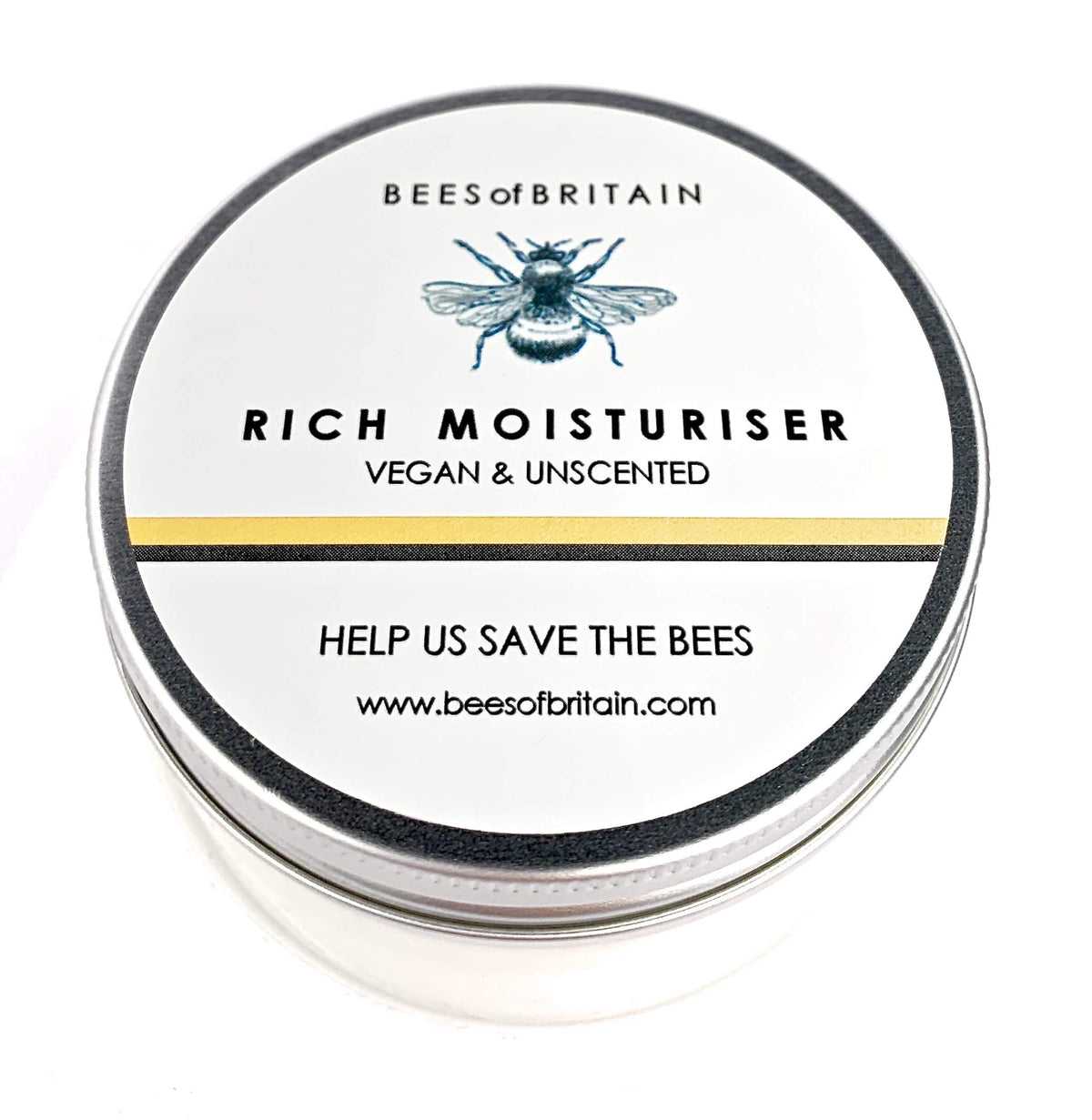 BEES of BRITAIN - 99% Natural Face Cream - Unscented. Soothe, Nourish, Hydrate Dry Skin. pH 5.5, Sensitive Skin. We Donate 5% of our Profit to Save Bees + Pollinators.100g