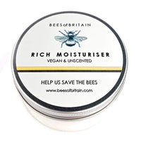 BEES of BRITAIN - 99% Natural Face Cream - Unscented. Soothe, Nourish, Hydrate Dry Skin. pH 5.5, Sensitive Skin. We Donate 5% of our Profit to Save Bees + Pollinators.100g
