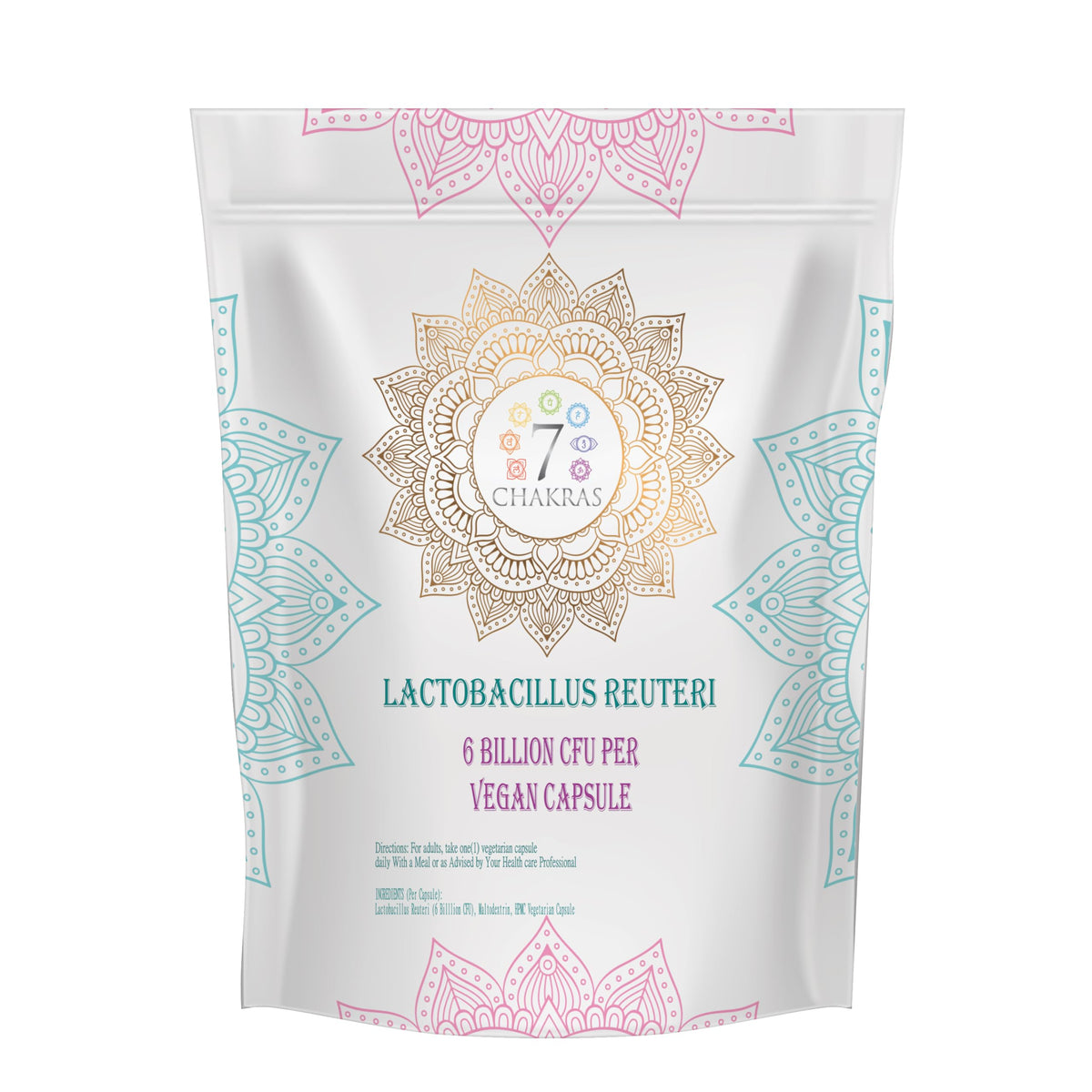 7 Chakras 7C Lactobacillus Reuteri | 30 High Strength L Reuteri Capsules - 6B CFU L-Reuteri Probiotic per Serving | Probiotic Lactobacillus Supplement | Non-GMO, Gluten & Allergen Free | Made in The UK