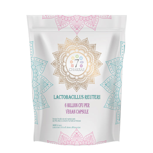 7 Chakras 7C Lactobacillus Reuteri | 30 High Strength L Reuteri Capsules - 6B CFU L-Reuteri Probiotic per Serving | Probiotic Lactobacillus Supplement | Non-GMO, Gluten & Allergen Free | Made in The UK