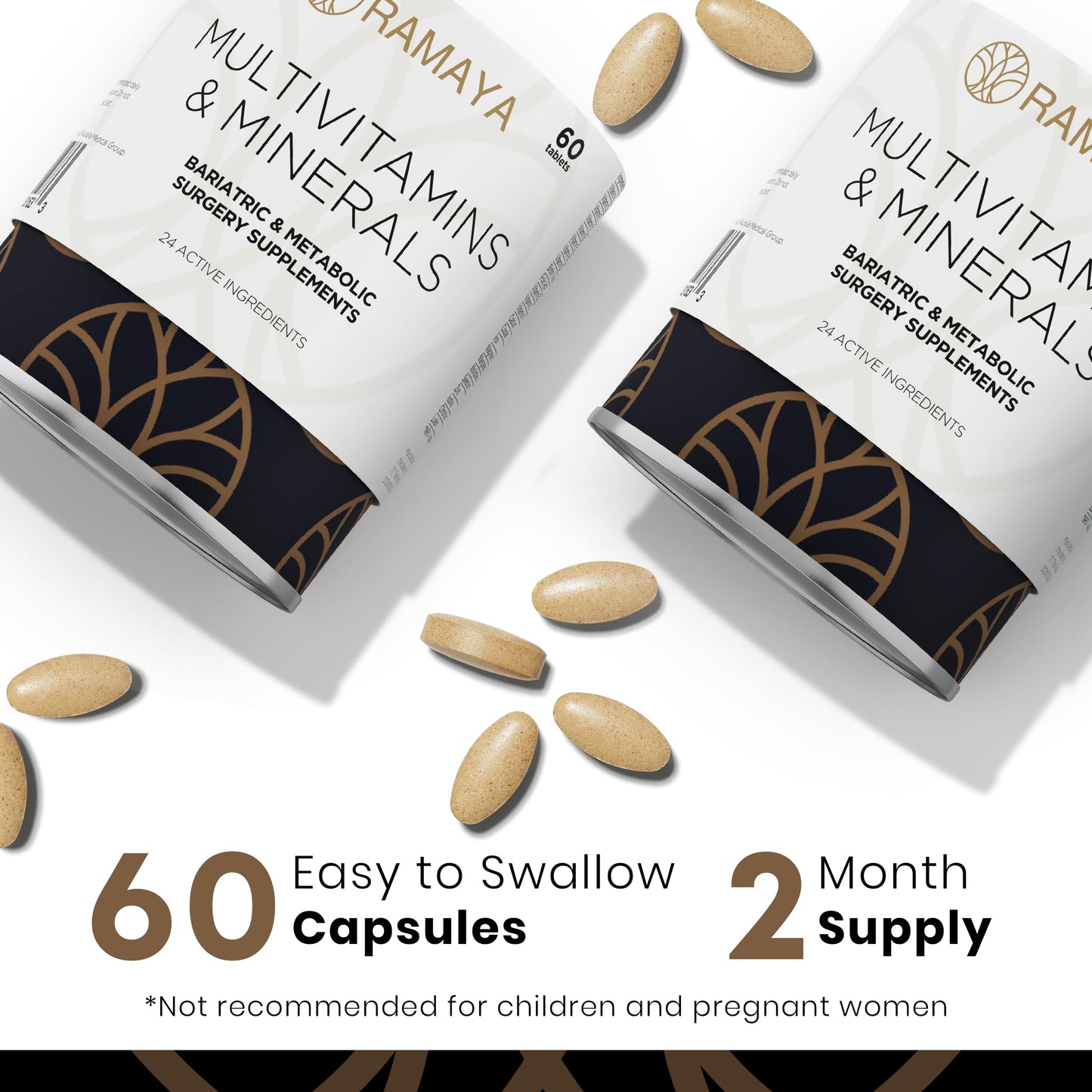 Auralia Medical Group Bariatric Multivitamins with Iron & Calcium + Minerals 1 PER Day Vitamins Gastric Bypass Sleeve Supplements 60 Tablets (2-Month Supply)