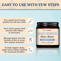Magnesium Butter [NATURAL & VEGAN] - Topical Magnesium Chloride Cream Butter Support for Sleep, Bone, Heart & Muscle Health - Lavender & Chamomile – High Strength - Made in UK & Safe for Kids
