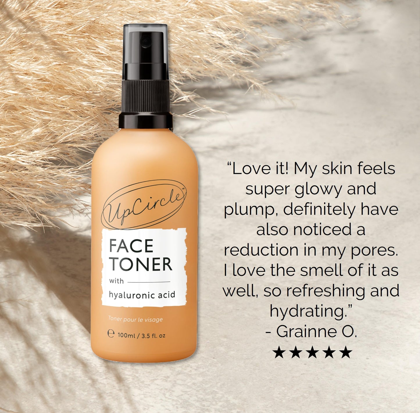 UPCIRCLE UpCircle Face Toner with Hyaluronic Acid + Salicylic Acid 100ml - for Balancing, Plumping + Soothing - Mandarin Fruit Water, Chamomile Extract + Glycerin - Natural, Vegan + Cruelty-Free