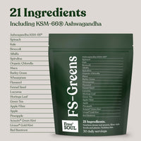 FS-Greens | 21 Advanced Greens, Superfoods, and Adaptogens Including KSM-66® Ashwagandha | Vegan & Gluten-Free | Advanced Formula | UK Made | Free Soul (30 Servings)