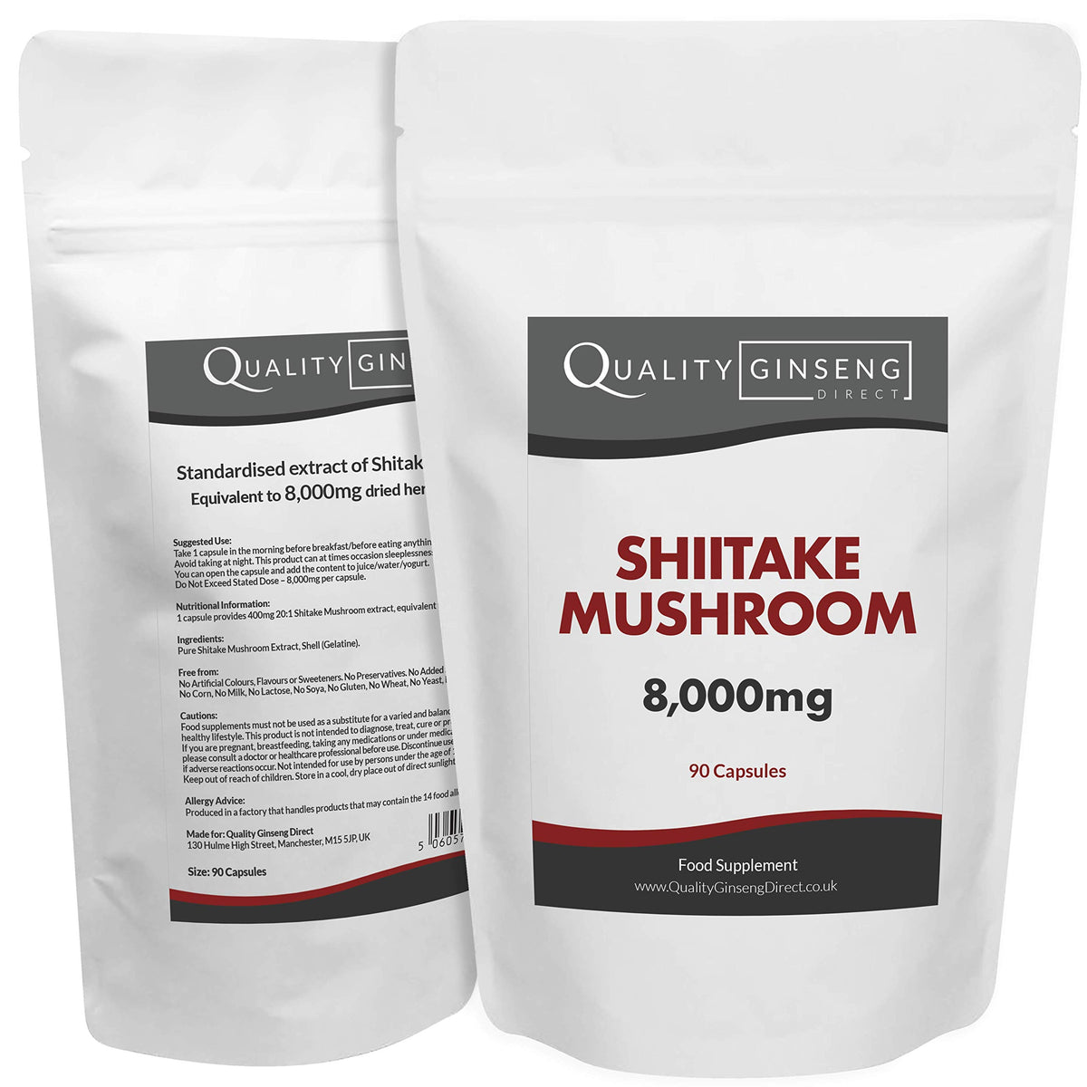 Quality Ginseng Direct Shiitake Mushroom - 8,000mg Capsules - Powerful Formula (90 Capsules)