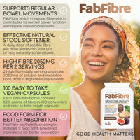 Kula Nutrition FabFibre - Psyllium Husk Complex - Dietary Fibre Supplement - 11 High Fiber Insoluble and Soluble Foods - Rhubarb, Broccoli, Flaxseed, Apple Pectin - Normal Bowel Function Support - 100 Vegan Capsules
